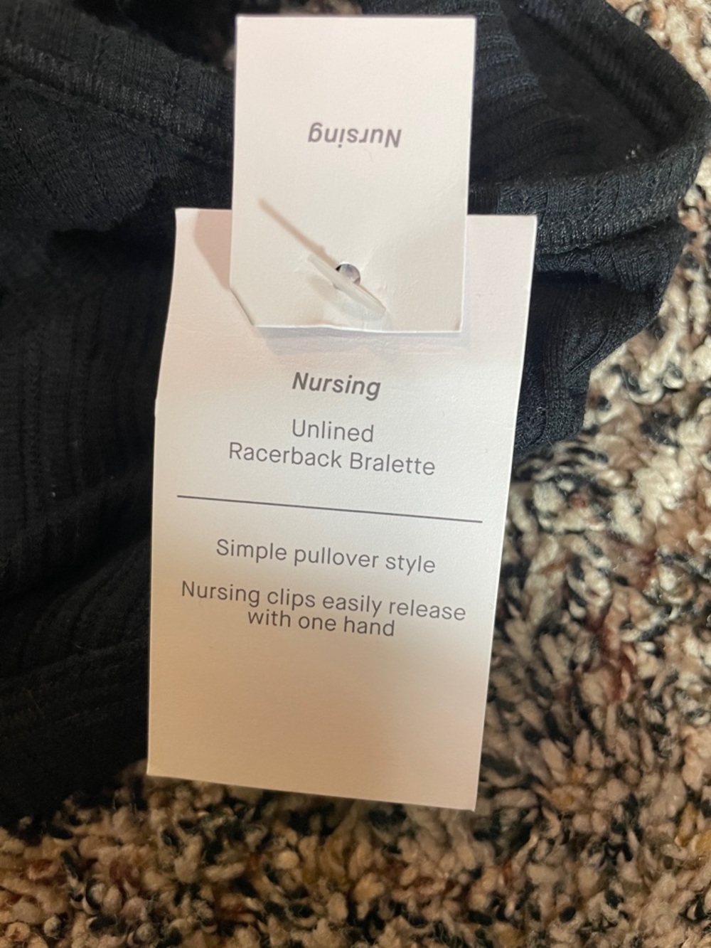 Auden Nursing Unlined Black Ribbed Racerback Bralette Sz S | NWT - Picture 4 of 5